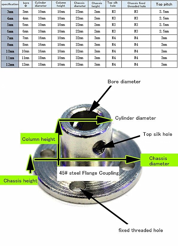 45# steel Rigid Flange coupling 8mm diy Metal coupling flange plate 3 4 5 6 7 8 10 11 12 mm