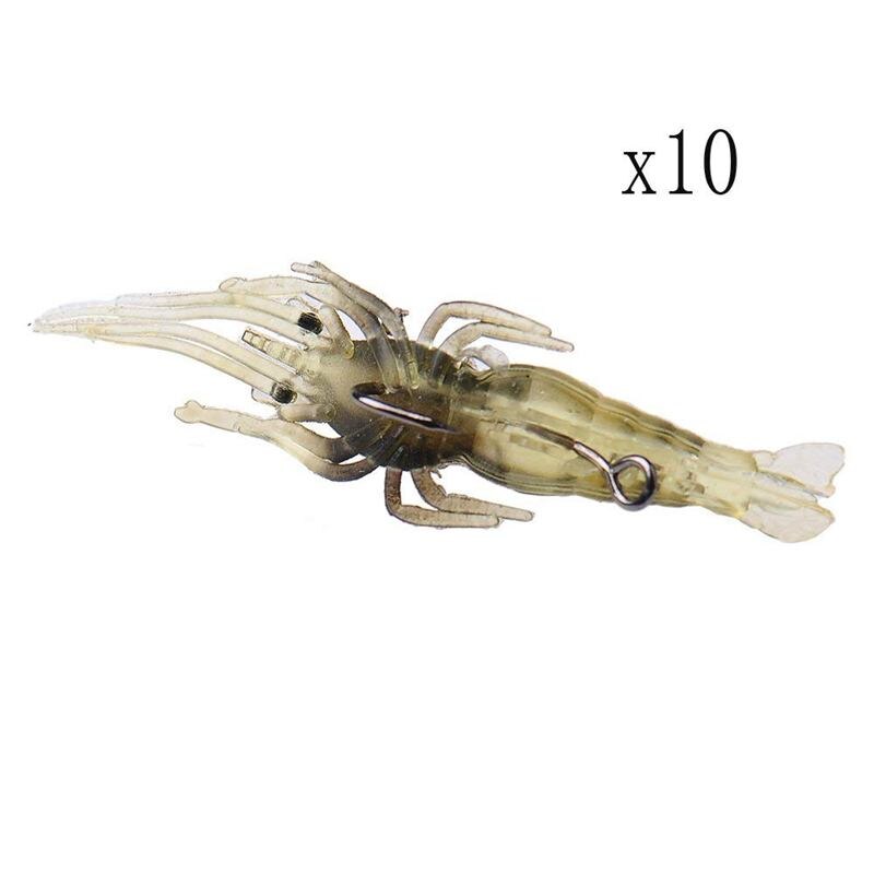 7-Pack Glow Shrimp Fishing Lures - Soft Silicone, 3.1 Inch, Luminous For Night Fishing