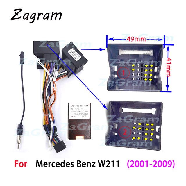 Cable de salpicadero para coche Mercedes Benz W211, 9 pulgadas, 2 Din, Panel, reproductor de Cd y Dvd, marco de Audio, Kit de montaje, 2001: cable canbus A