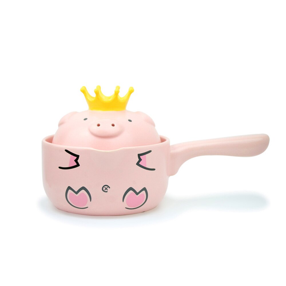 Leuke Roze Varken Cartoon Braadpan Melk Pot Kookpot Brandwerende Hoge Temperatuur Handvat Huishouden Keramiek MJ1020