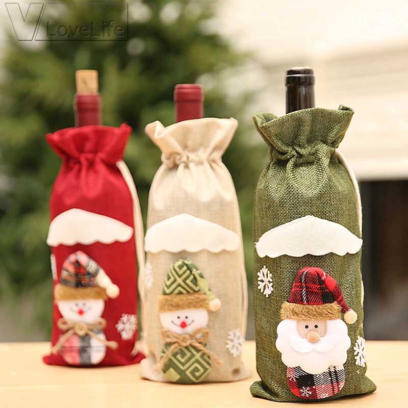 Wein Flasche Abdeckung Weihnachten Dekoration Für Heimat Santa Claus Schneemann Weihnachten Tabelle Dekor Ornamente Navidad Weihnachten