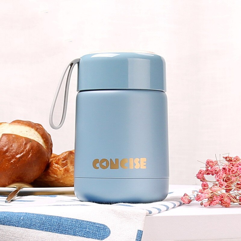 300ml Mini Food Thermos Portable Insulated Lunch Box Double Stainless Steel Food Container Tumbler BPA Free: Blue