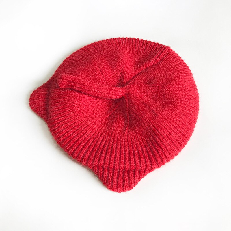 Children Baby Beret Hat Cap for Boys Girls Arrivals Cat Ears Winter Warm Toddler Kids Hat Woolen Knitted Cap: Red