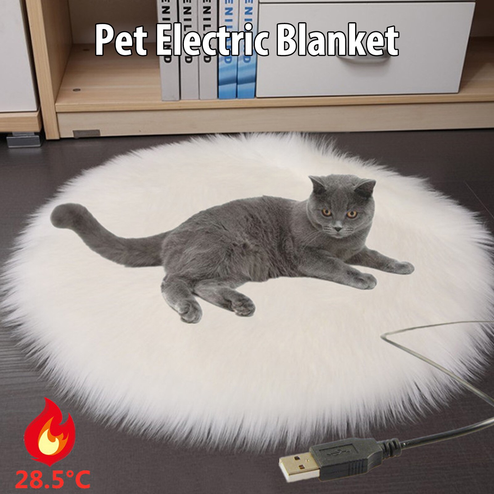 Alfombrilla de felpa con calefacción para perros, manta eléctrica con Usb, temperatura constante, calentador portátil para cachorros, cojín para dormir en invierno
