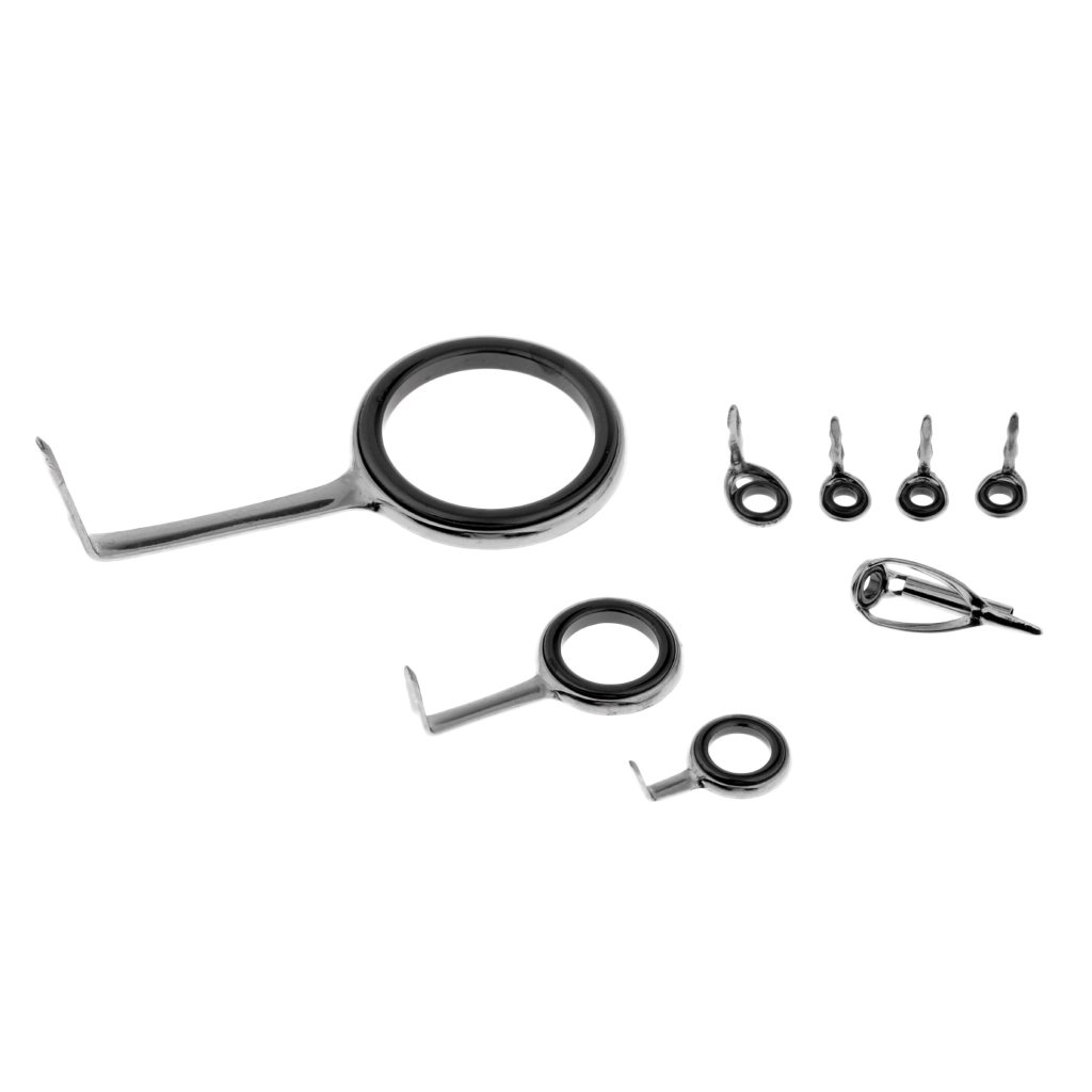 8 Pieces Fishing Rod Guides Tip Ring Spinning Telescopic Surf Casting Rod Guides 2mm 3.5mm 5.5mm 8.8mm 19.3mm Fishing Accessory