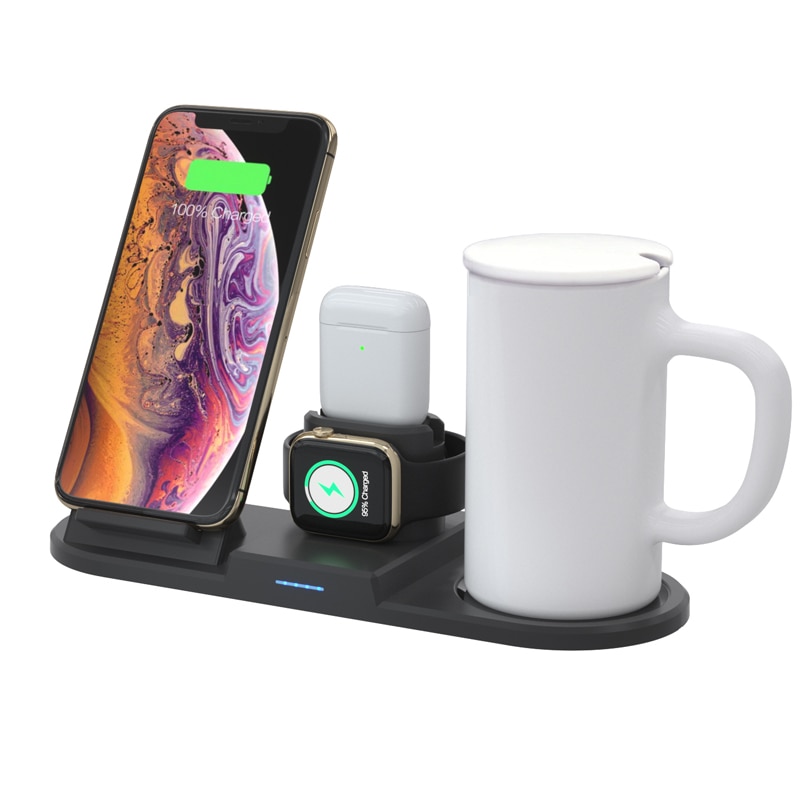 Qi Draadloze Oplader Met Intelligente Thermostaat Cup Voor Iphone Draadloze Oplader Stand Voor Apple Horloge Voor Airpods Lader Dock