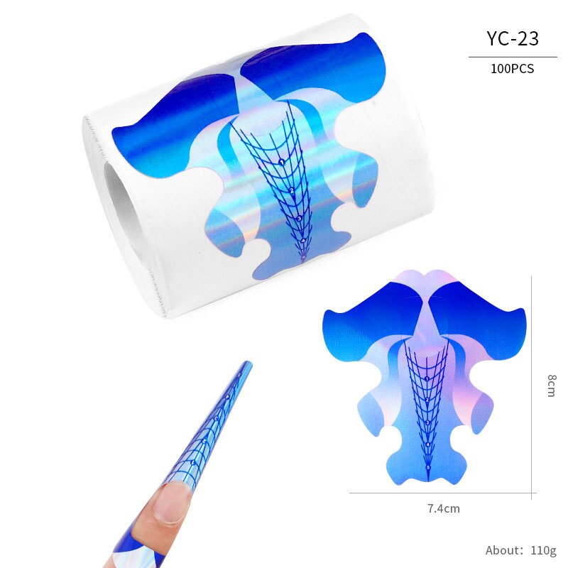 100pcs Butterfly Nail Forms Extension Tips French Acrylic Upper Forms For Nails Tips Building Extension Stencil Manicure Tools: YC-23