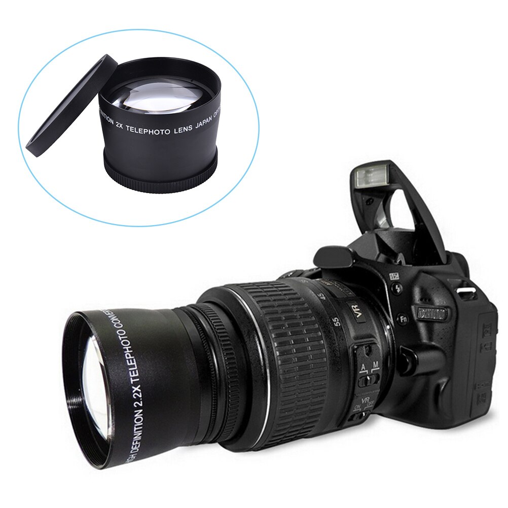 58 Mm 2X Hd Groothoek Lens Close-Up Gedeelte Lens Geen Vervorming Digitale High Definition Voor Nikon/ canon Dslr Camera