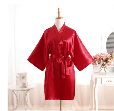 Donne calde di Seta Corto Damigella D'onore Della Sposa Abito sexy Da Sposa in Raso kimono Vestaglie Degli Indumenti Da Notte Camicia Da Notte del Vestito della Donna Accappatoio Pigiama Rosa