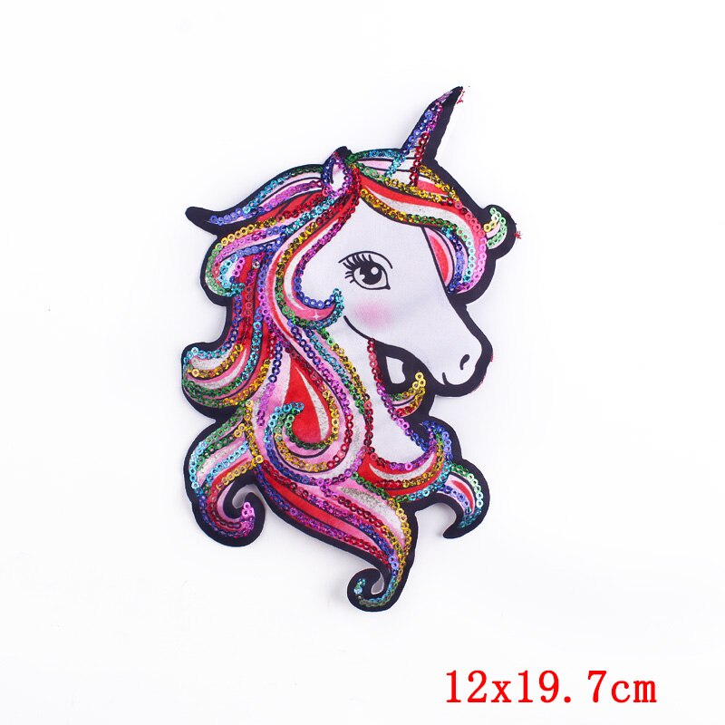 Beautiful Sequins Animals Unicorn Patch For Clothes Iron On Embroidered Patches For Clothes Appliques Stickers T-shirt Jacket: DB0893CT