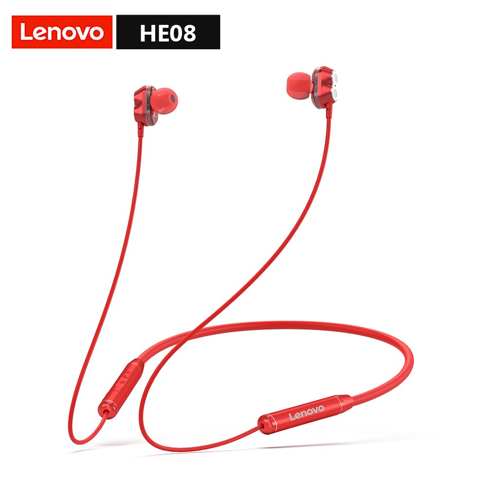 Lenovo HE05 Pro Bluetooth 5.0 Earphone In-ear Gaming Wireless Headset IPX5 Waterproof Sports Headphone with Noise Cancelling Mic: HE08 Red