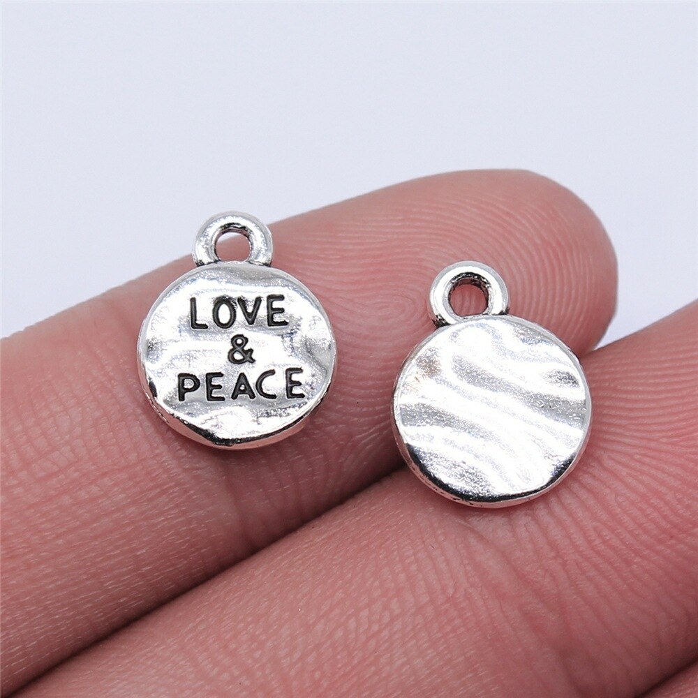40pcs Peace Charms Pendant Antique Silver Color Peace Symbol Charm Pendants Jewelry Accessories DIY Peace Sign Charms: B15376-10x10mm