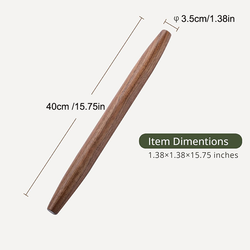 Valnøttre fransk kjevle trerulle til fondant paideig kjeksdeig kjøkkenredskap baketilbehør verktøy: Sjokolade