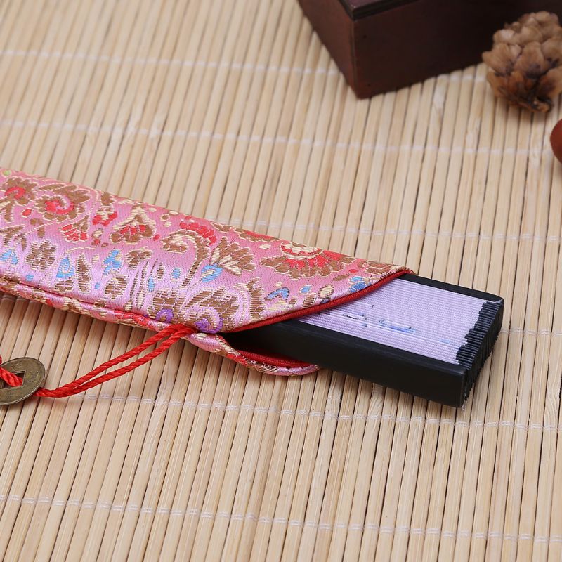 Retro Stijl Zijde Vouwen Chinese Hand Fan Tas Met Kwastje Stofdicht Houder Protector Pouch Case Cover Voor Party Festival