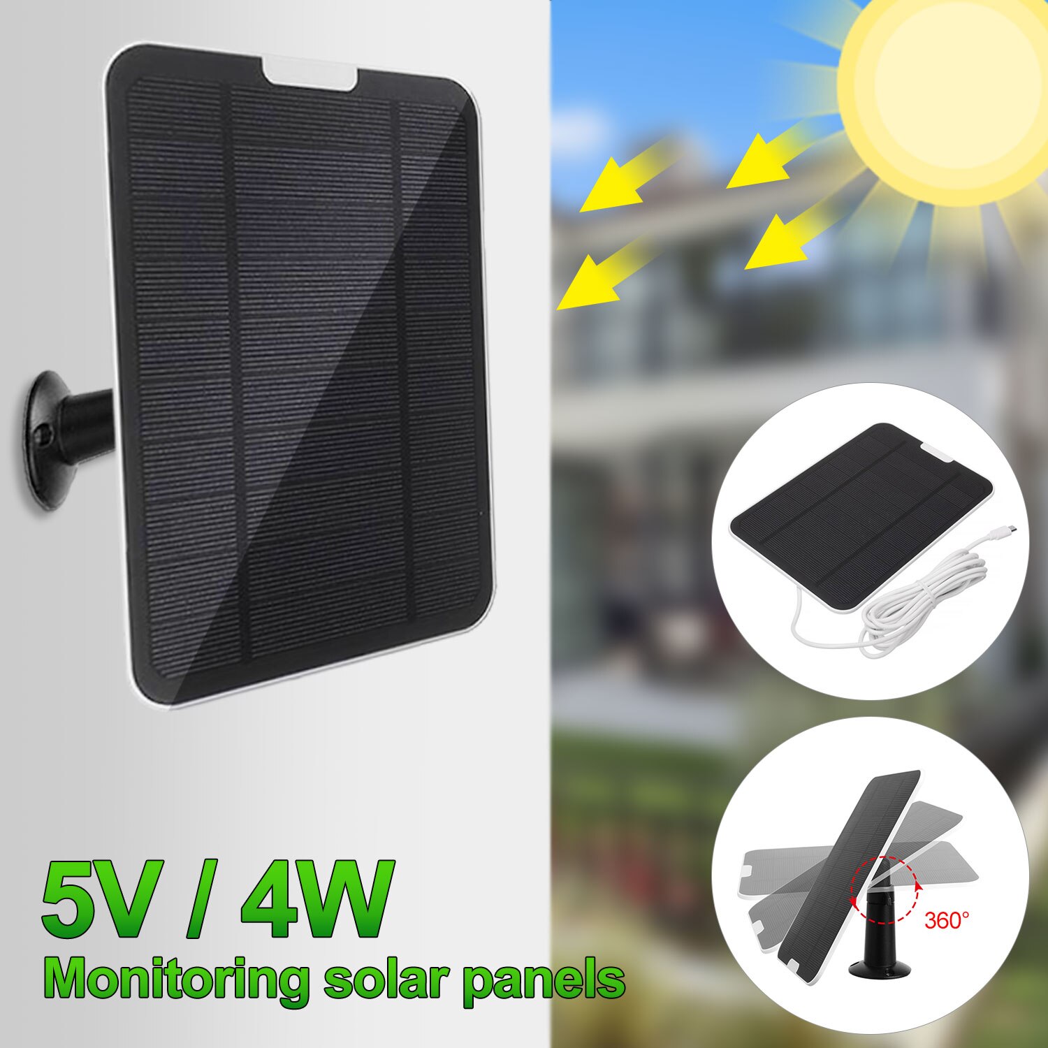 50w høyeffektive solcellepanel 360 roterende utendørs camping solcelle batterilader 3m/10ft kabel  ip67 vanntett telefonlading