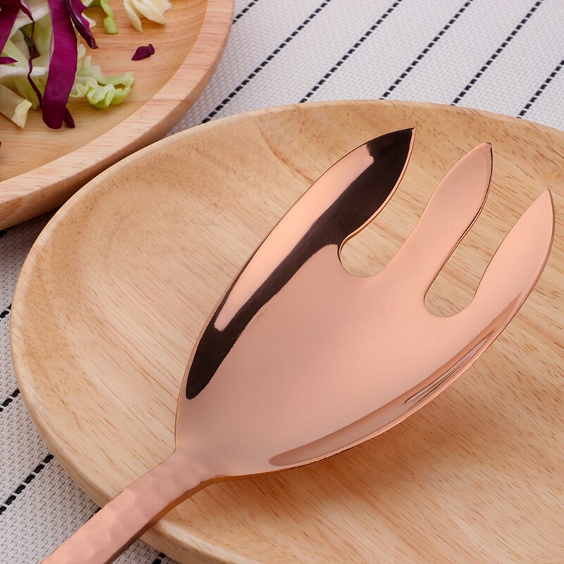 Grote Opscheplepel Vork 12Inch Goud Salade Servers Eetlepel Roestvrij Staal Rose Goud Eettafel Gereedschap Keukengereedschap