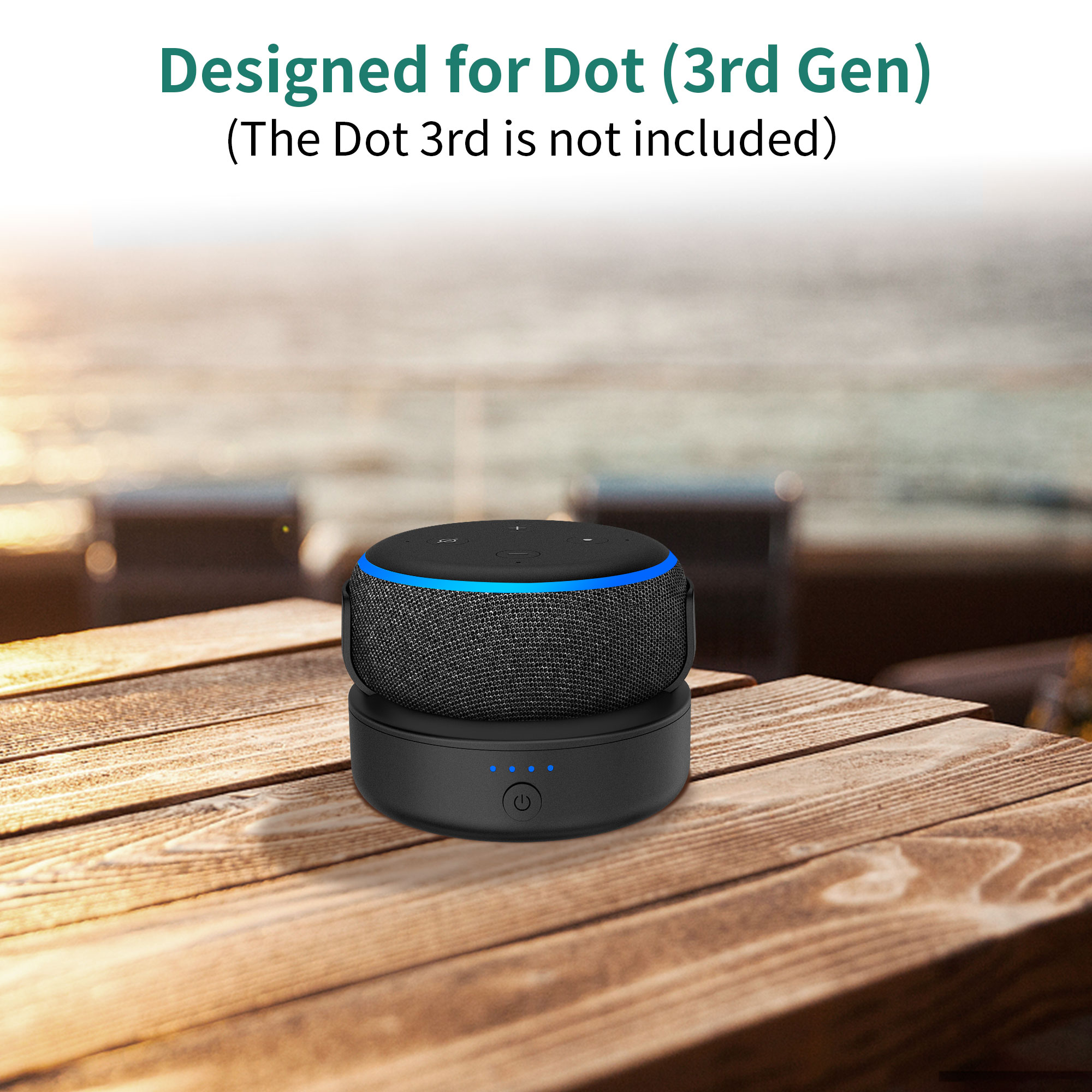 Accueil Base de batterie pour Alexa Echo Dot 3e génération, capacité de 10000mAh, Compatible avec chargeur de support de haut-parleur intelligent