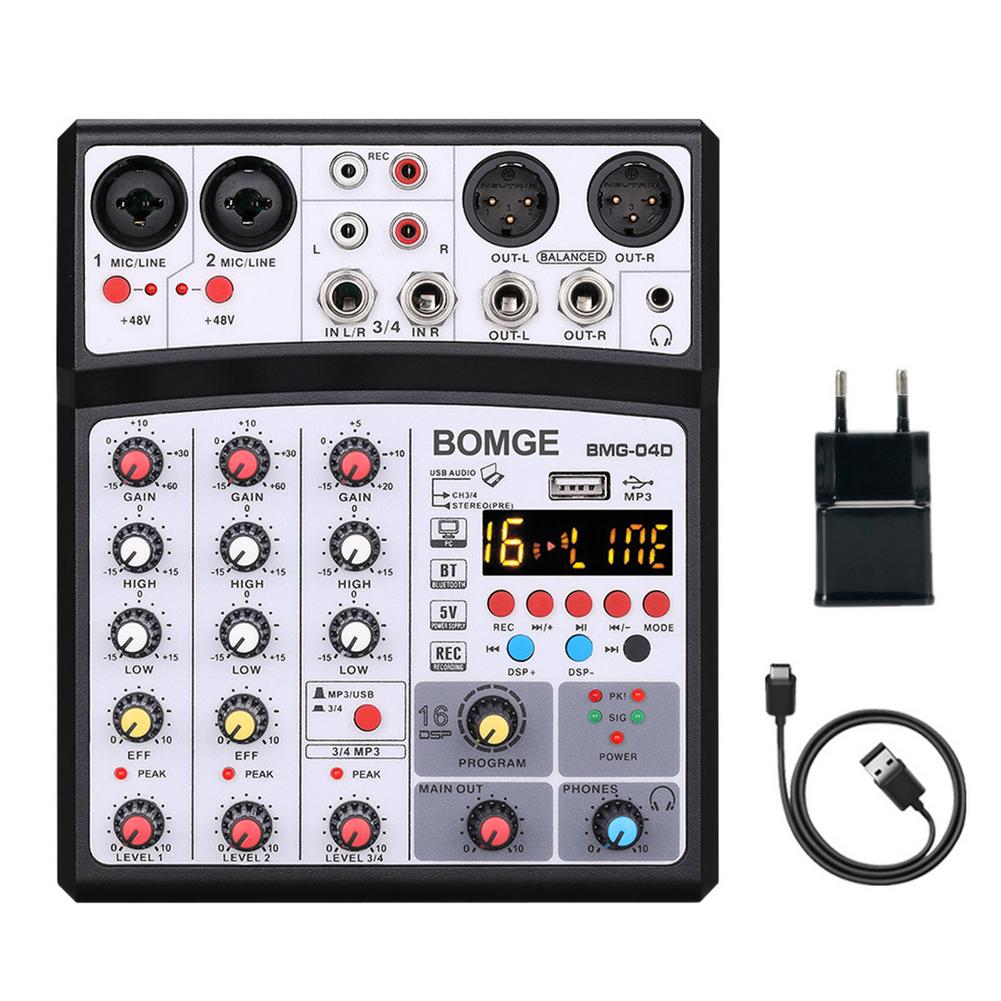 Geluidskaart 4/6 Kanaals Mixer 4-Kanaals Audio Mixer Usb 16dsp Effect Interface Geluidskaart Met Bluetooth-Compatibel