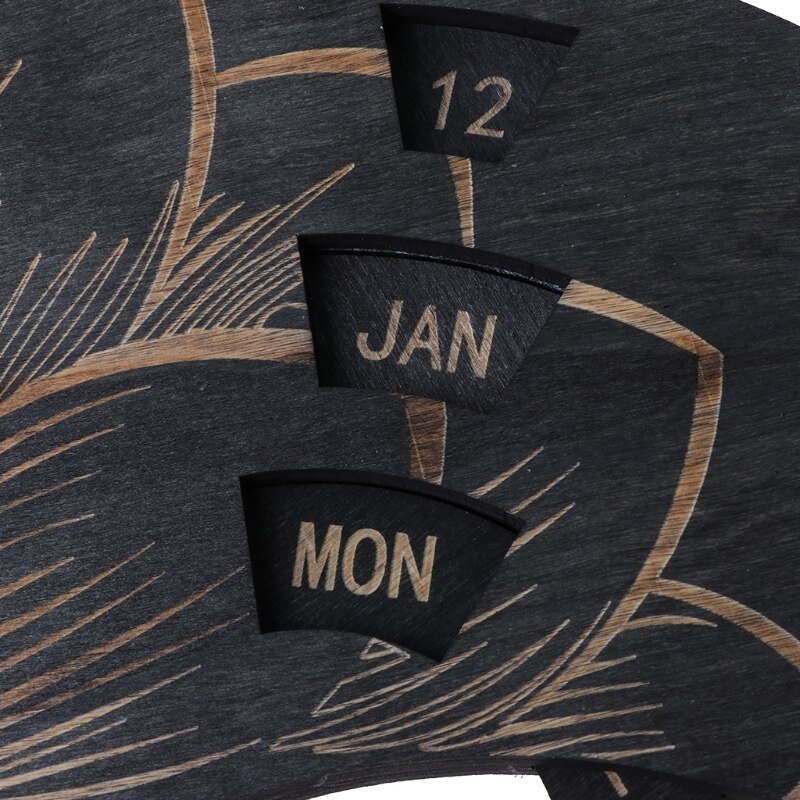 Wooden Moon Perpetual Calendar Adjustable Family Birthday Reminder Wall Board 1XCB