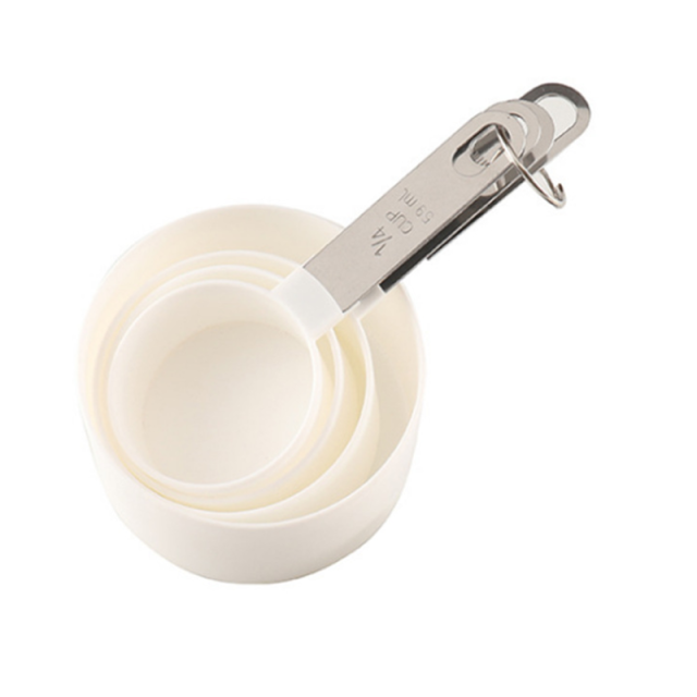 4Pcs/8Pcs Messbecher und Löffel Mehrzweck Löffel Tasse Messung Werkzeug Backen Zubehör Edelstahl Griff Küche gadget: WhiteCup