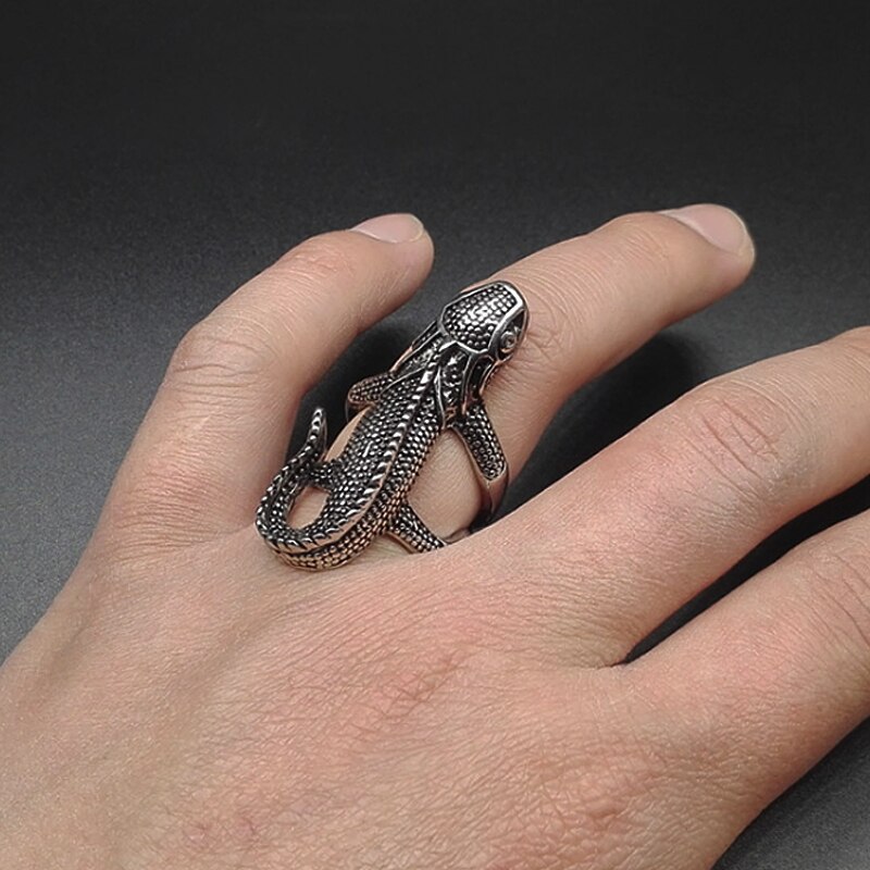 Anillos de lagarto de acero inoxidable 316L para hombre, anillo de motorista Punk, Vintage, gótico, Animal, joyería,