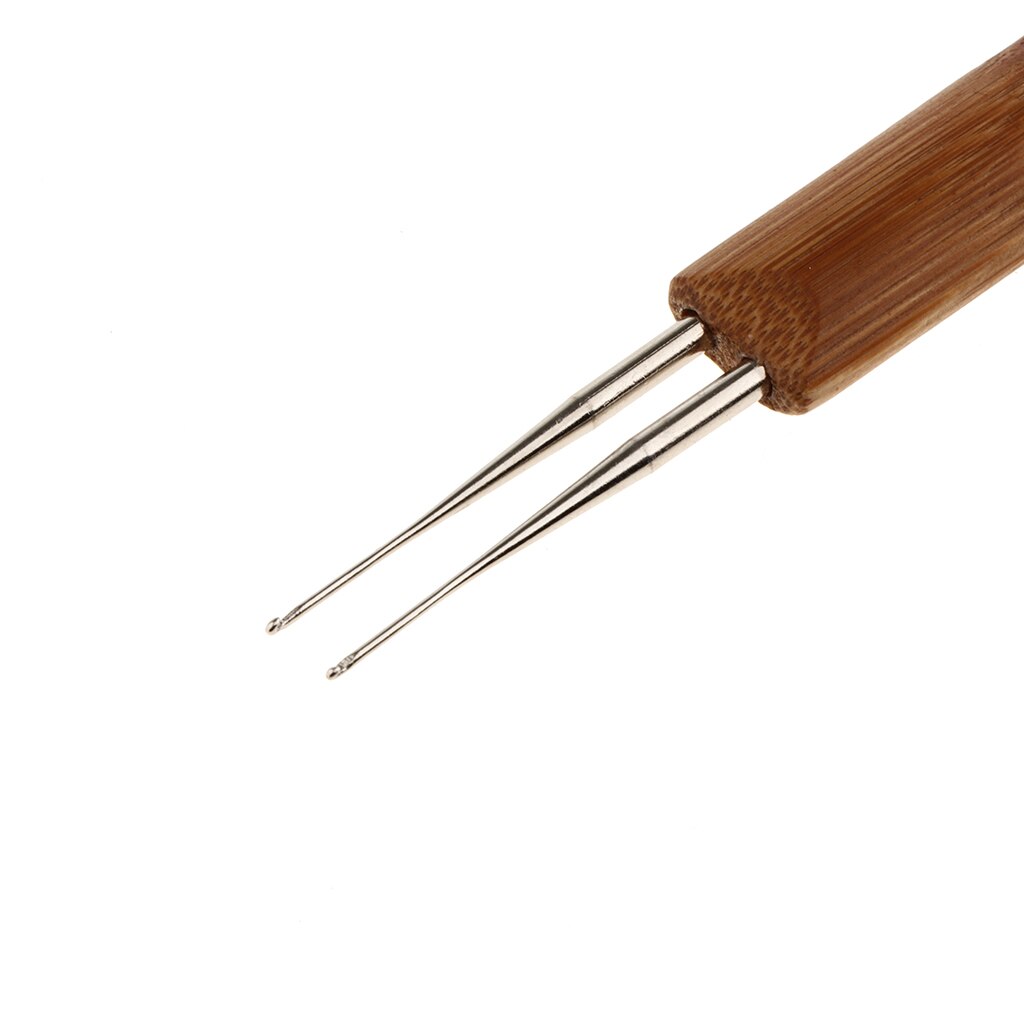 7 stk/sæt hæklenåle 0.5mm med træhåndtag hæklenåle til hår dread lock nåleværktøj til hårfletning