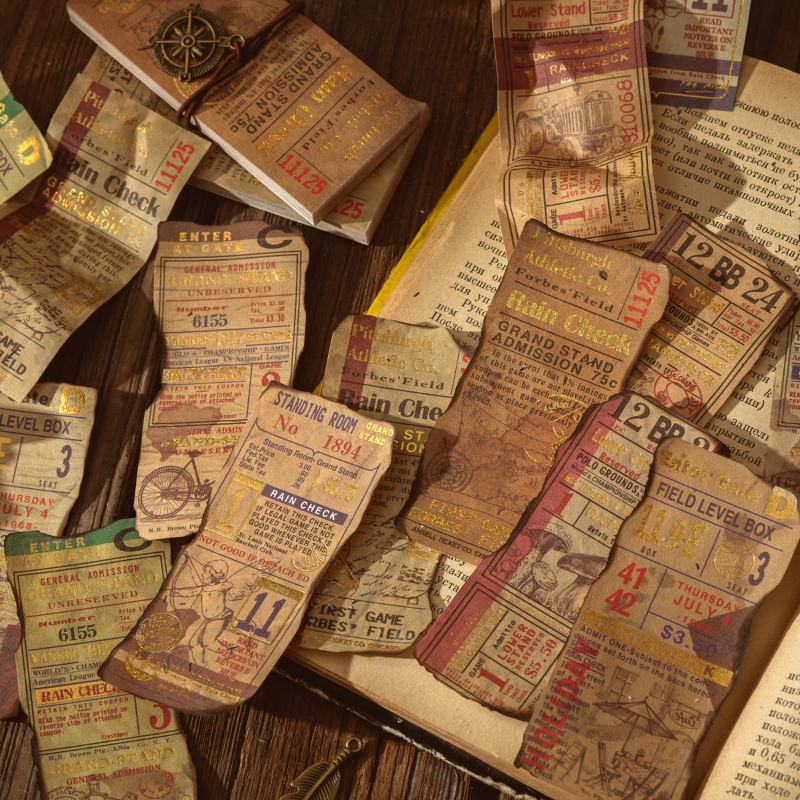 Yoofun 50pcs/lot Memo Pads Sticky Notes Bill Traveller Vintage Deco Paper Junk Journal Diary Scrapbooking Stickers Office School