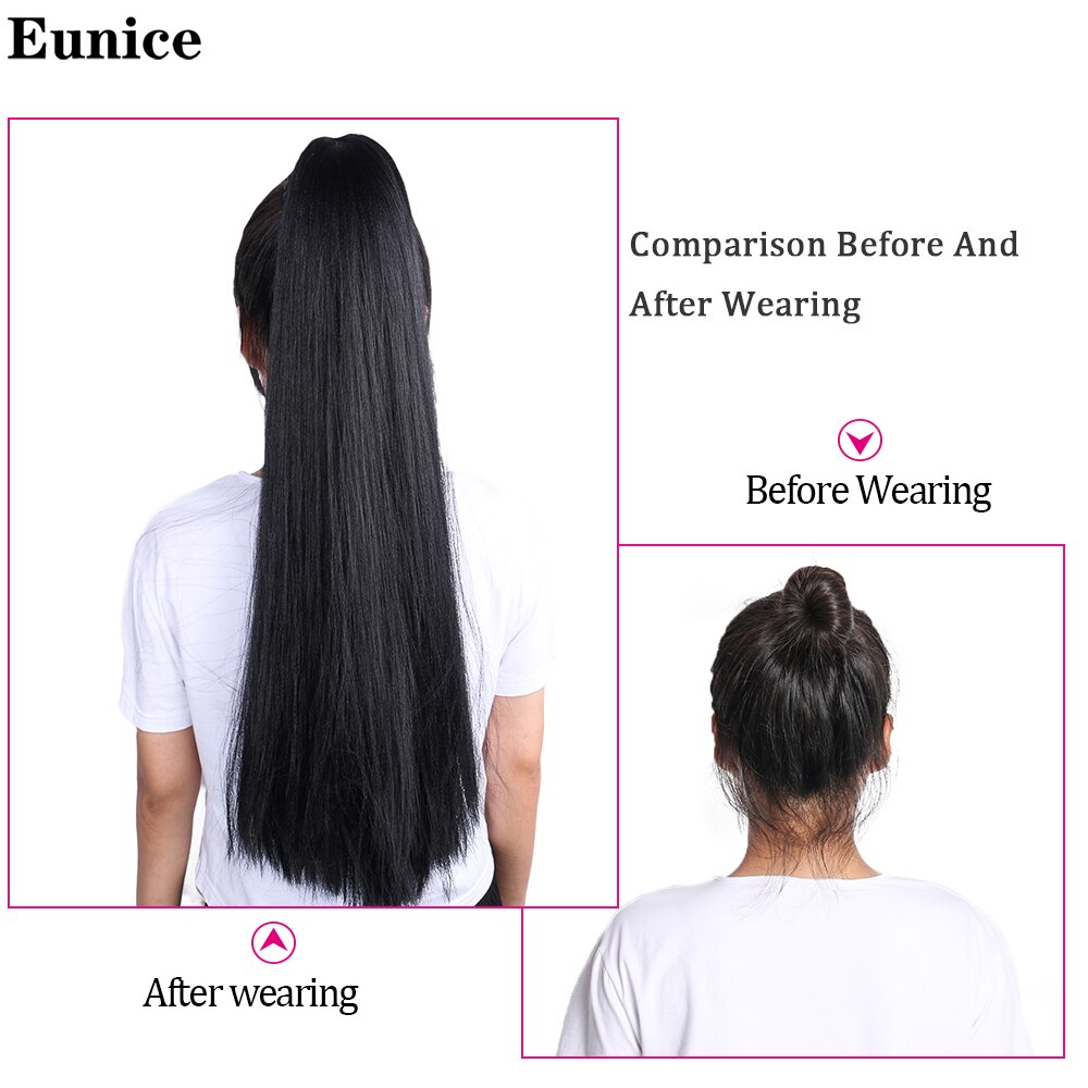 Yaki rak klämma i hårsvans löshår hästsvans med lugg syntetiskt hår hästsvans hårförlängning för kvinnor