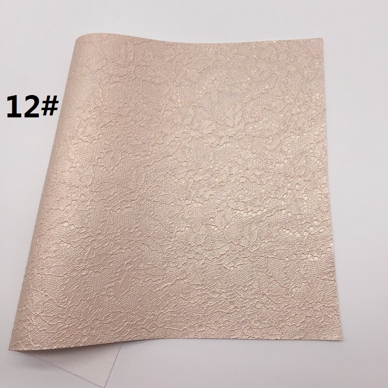 1PC 21X29CM Lace Embossed Faux Leather Fabric, Synthetic Leather Sheets, PU Leather For Making Bows LEOsyntheticoDIY T327A: 12