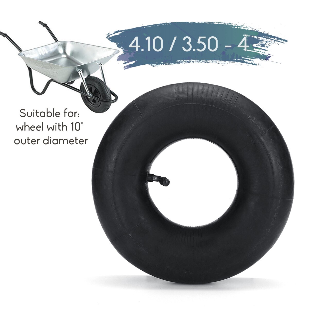 Pneumatic Wheel Trolley Wheel Inner Tube for Trolley Wheel with 10 inch Outer Diameter 4.10/3.50-4