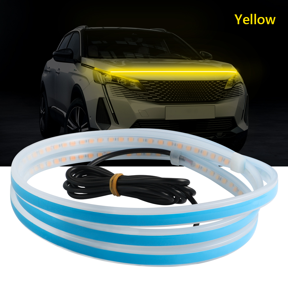 Tira de luces LED para capó de coche, iluminación impermeable para decoración Exterior de coche, faros decorativos, lámpara ambiental Universal de 12V: YELLOW / 4,5 W