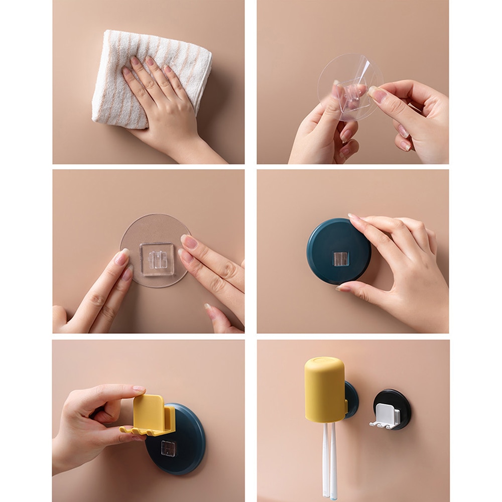 Soporte de plástico para cepillos de dientes con taza de Gargle, Ventosas para pared, estante, afeitadora, cepillo de dientes, dispensador de accesorios para baño