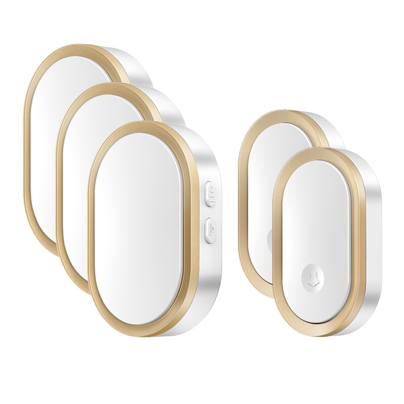 CACAZI Smart Wireless Doorbell Waterproof Touch Button 2 Button 3 Receiver 300M Range Home Security Door Call Bell 36 Ring: gold 2x3 / UK