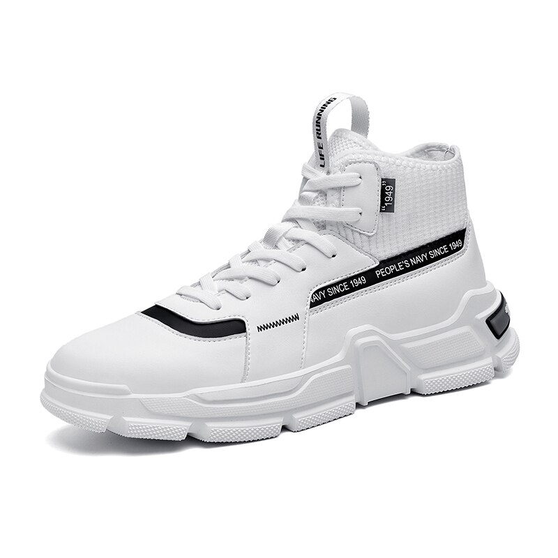 Sneakers Men Trend Leather Sport Running Shoes for Men Outdoor Breathable Men Shoes Male Trainers Hombre Zapatillas: White / 11