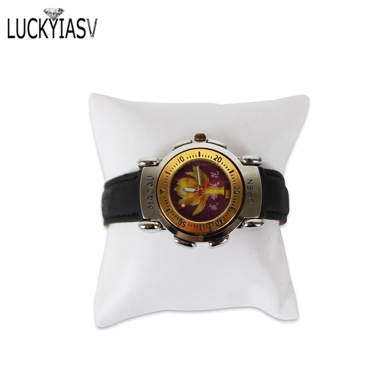 Darmowa wysyłka biżuteria wyświetlacz PU skórzana bransoletka biżuteryjna wyświetlacz poduszka pudełko na biżuterię poduszka zegarek poduszka: biały PU skórzany