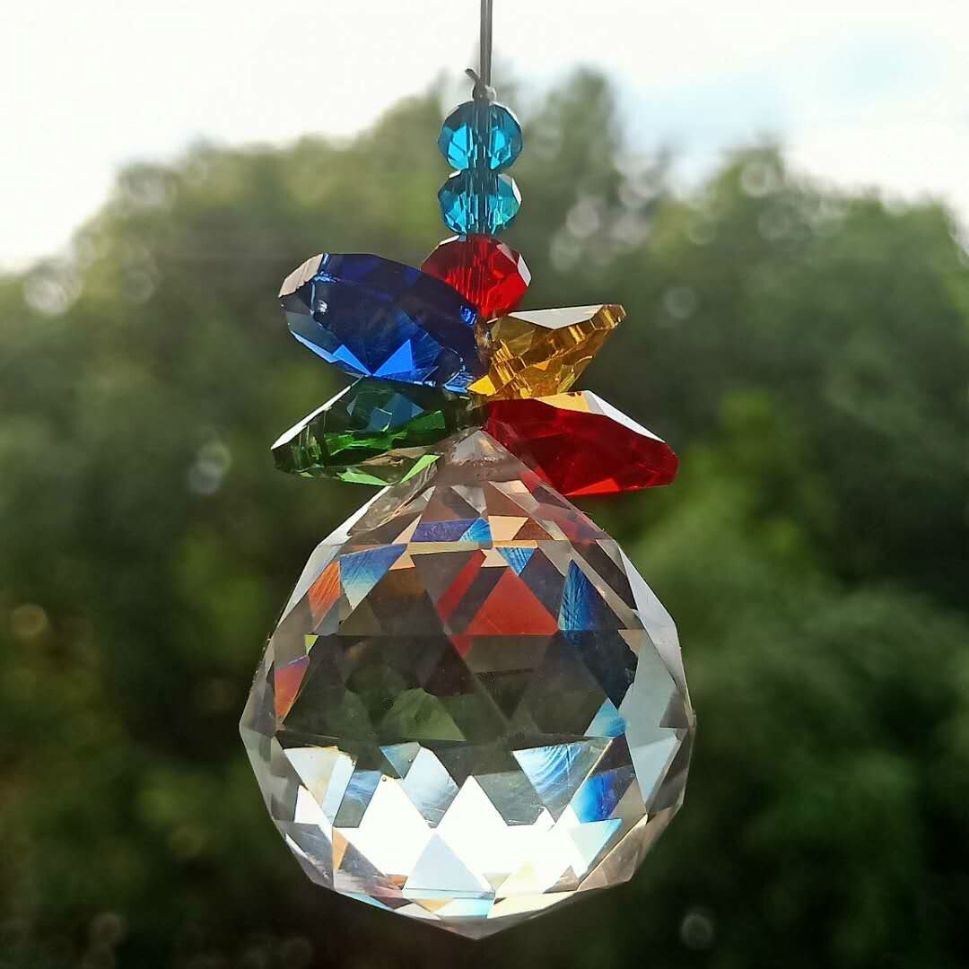 Farge diy krystaller anheng glassperler lysekrone krystaller prismer suncatcher håndlaget krystall hengende ornament hjem dekor