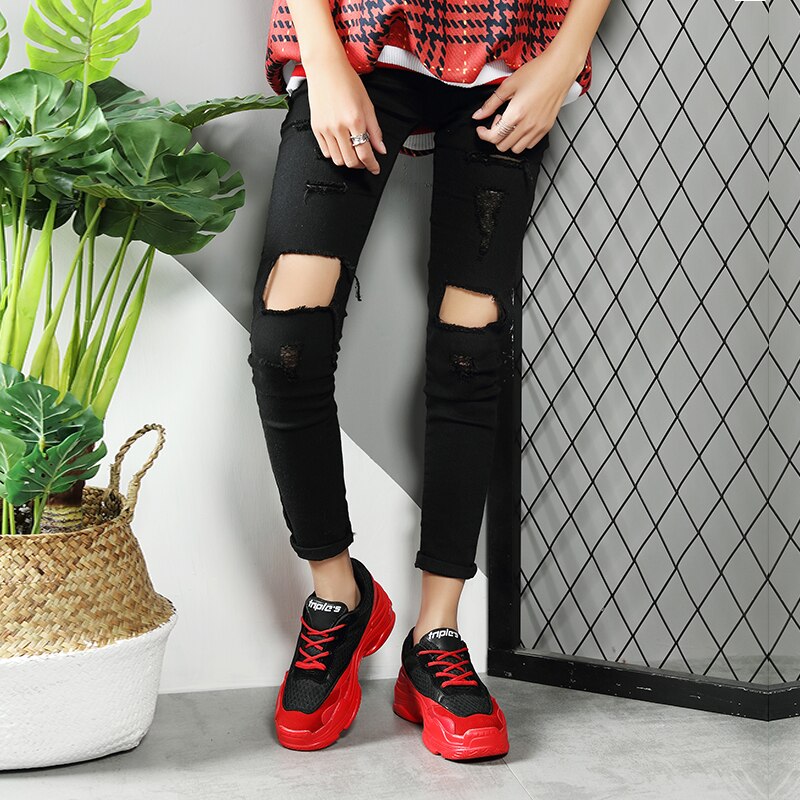Tuinanle sneakers kvinder røde sko forår efterår åndbar mesh kvinder sneakers zapatos de mujer chunky damesko