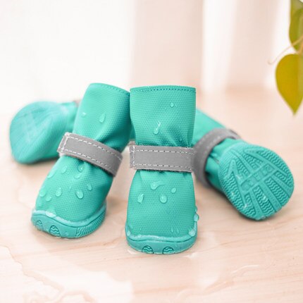 Chaussures de pluie chien imperméable pour petits chiens chaussures anti-dérapant chien de compagnie bottes de pluie pour Bichon Teddy: green / 3