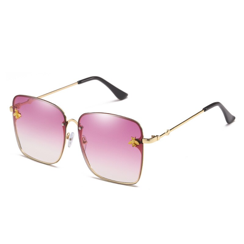 Gafas de sol cuadradas de abeja sin montura para mujer y hombre, anteojos de sol femeninos de gran tamaño con gradiente de abeja, con UV400,