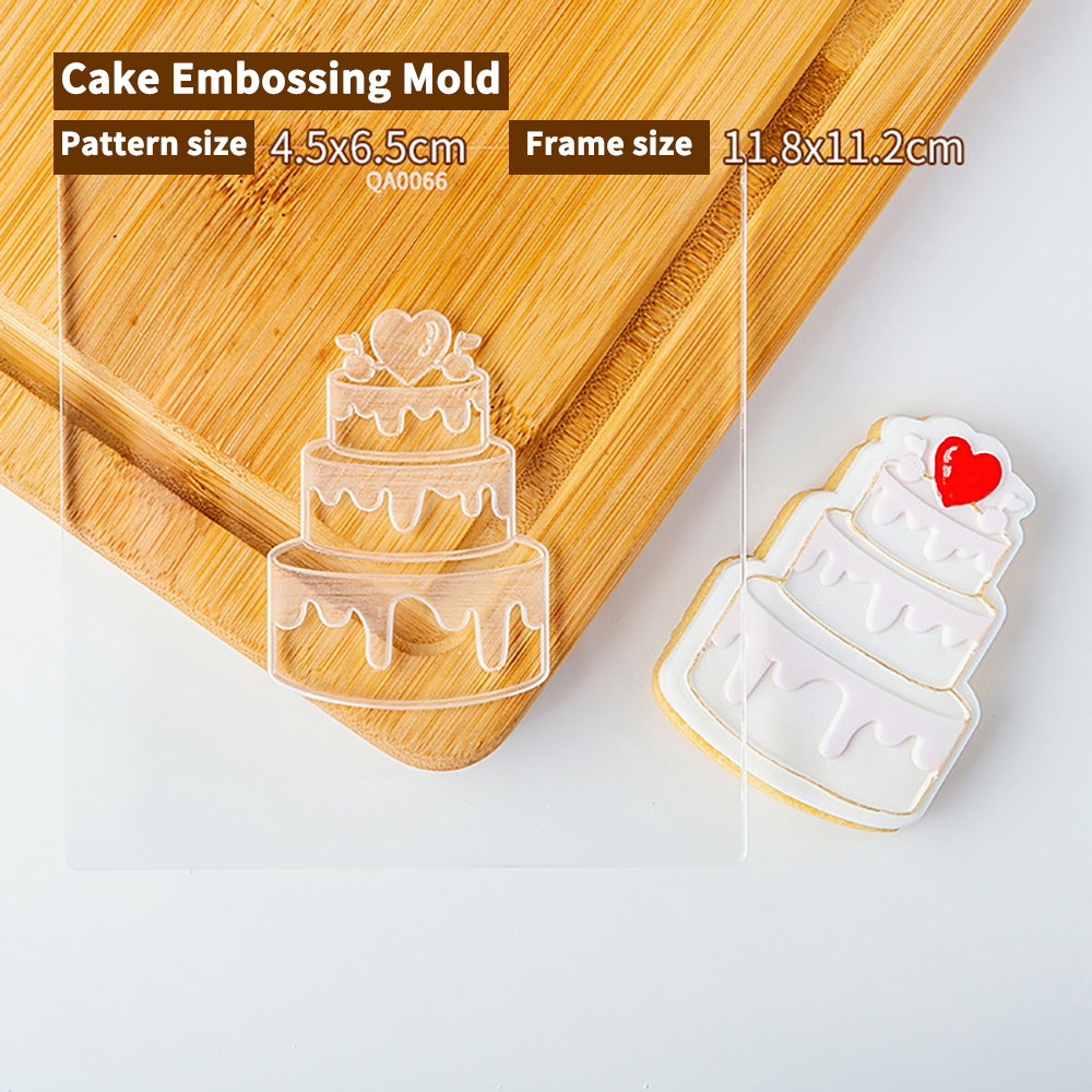 Cortadores de émbolo de galletas de cumpleaños para novio de boda, molde de pastel de Fondant, herramientas de decoración de pasteles de Sugarcraft, sello de galletas: Transparente