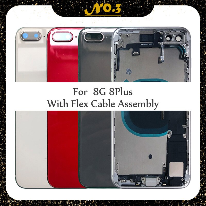 Obudowa z pełnym tyłem dla IPhone 8 8G 8Plus Plus rama środkowa obudowa obudowa baterii pokrywa tylna obudowa z zespołem części Flex Cable