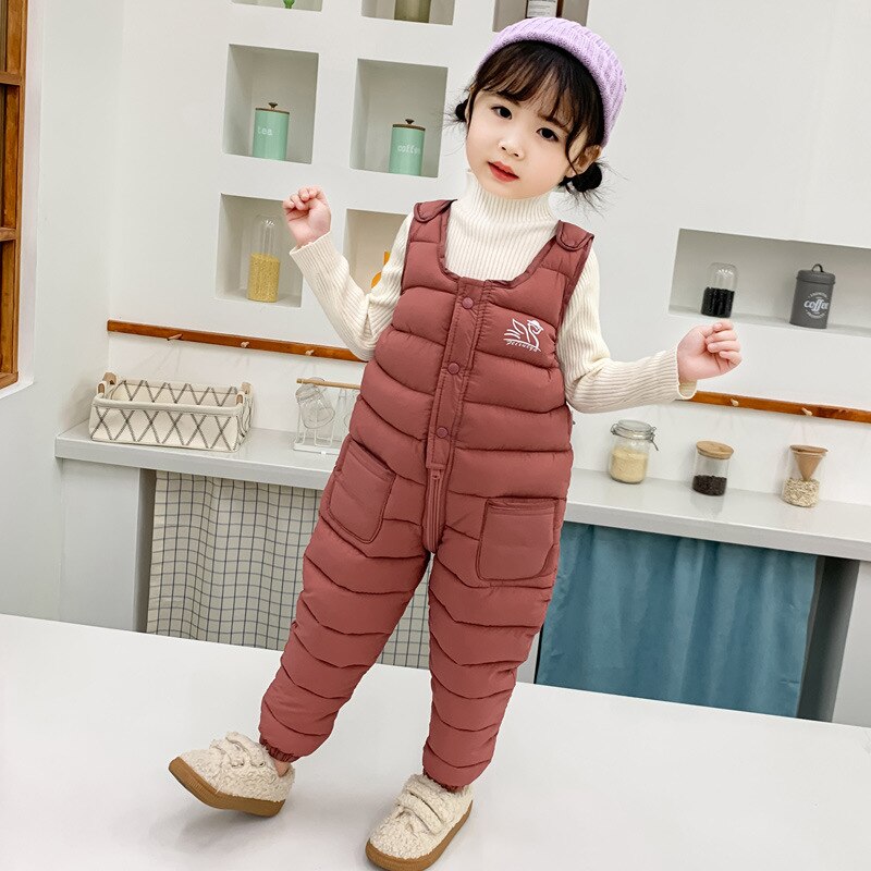 Olekid vinter bebis pojkar overaller tjocka varma dun bomull baby girl jumpsuits 1-5 år barn overall barn småbarnsbyxor: Kaki / 4t