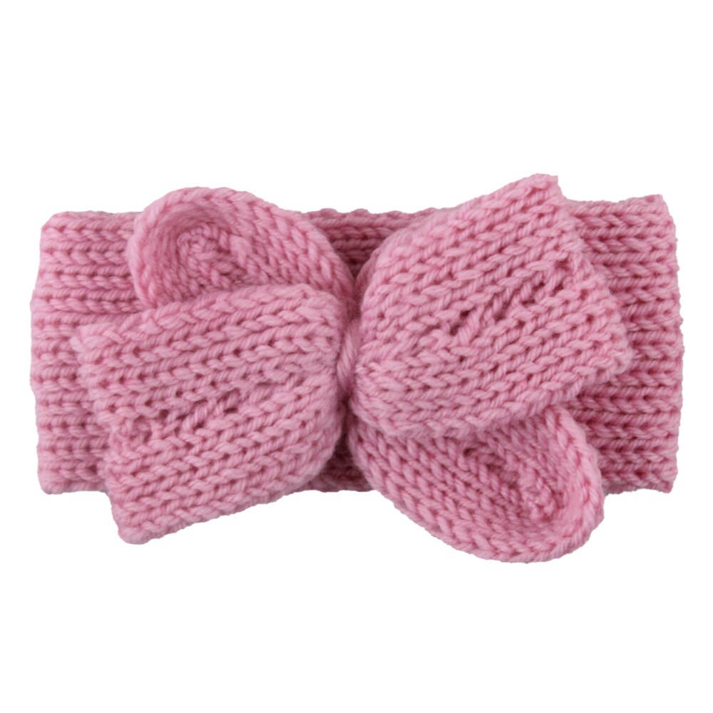 Strikket sløjfe baby pandebånd børn baby sløjfer turban pandebånd vinter varme børn spædbørn hårbånd haarbånd baby hår tilbehør: Lyserød
