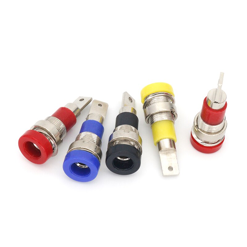 5Pcs Brass 2mm Banana Female Jack Chassis Panel Mount Socket Connector for Non-Shrouded Banana Plug