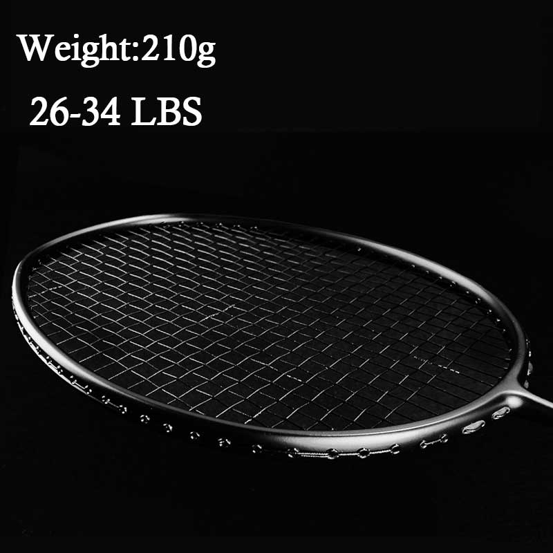 Training Max 34LBS Heavy Carbon Fiber Badminton Rackets Strung Plus Weight With Bag Strings Racket Racquet: Black 210g Max 34LBS