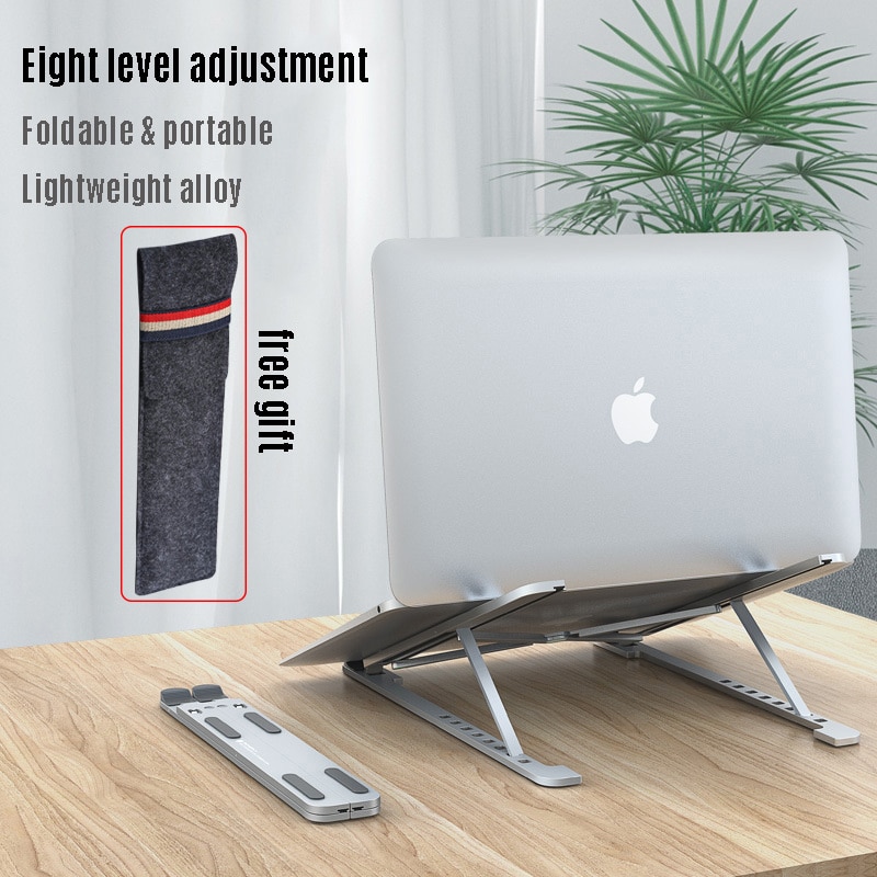 Soporte de ajuste de 8 niveles para MacBook Pro Air 13 15 16, soporte plegable de escritorio de aleación de aluminio para iPad Pro 12,9