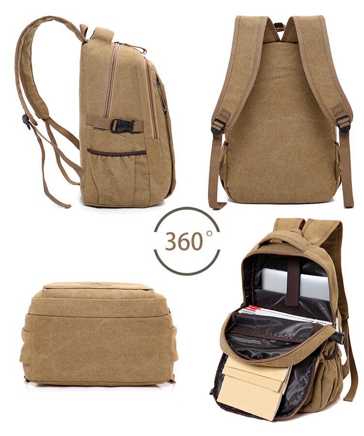 Chuwanglin afslappet lærred mandlige rygsække 15 tommer laptop rygsæk preppy stil skoletasker stor kapacitet rejsetaske  a7371