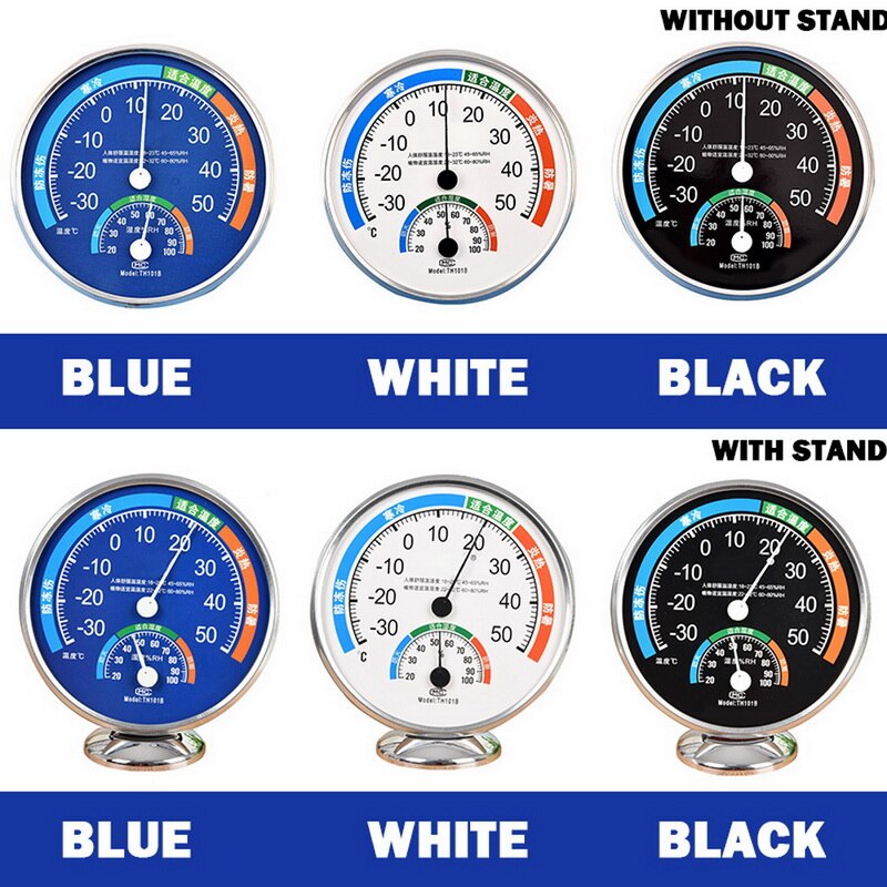 Thermometer Hygrometer Humidity Meter Gauge Measuring Tool 2 in 1 Thermometer Hygrometer Mini Round