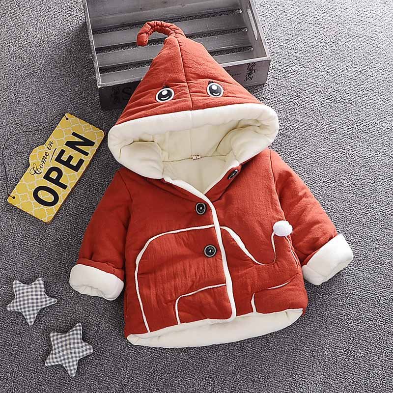 Y.L. Studio Baby Meisjes Winter Kleding 1 Jaar Jongen Katoen Gewatteerde Jas Hooded Thicken Little Peuter Cartoon Jas Leuke Kleding: Red / 18m