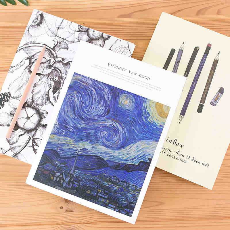 Cuaderno de dibujo artístico para artistas, cuaderno de bocetos en blanco de 16K, 120 hojas, libro de diario de pintura para estudiantes, suministros de arte
